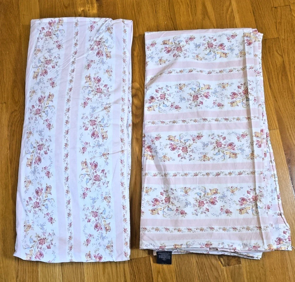 Ralph Lauren Millicent King Sheet Set Pink Floral Stripe Grandmillennial Italy
